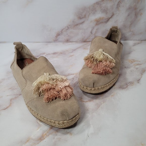 Tom's Alpargata Beige Suede Tassel Espadrilles - Picture 9 of 14